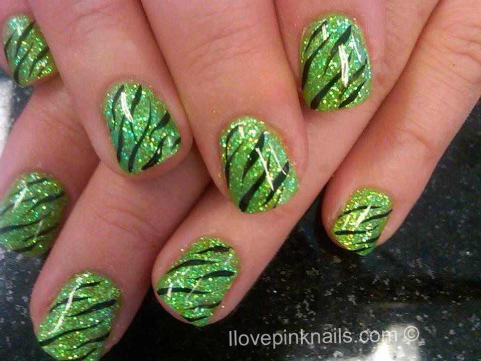 Green Zebra Rock Star Nails